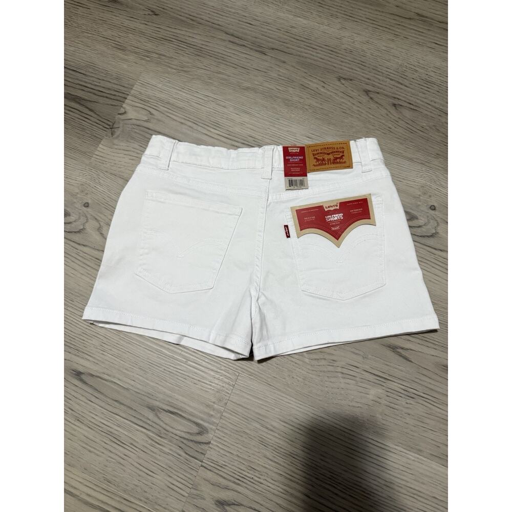 Levi's Girls White Denim Shorts Size 14 Girlfriend Stretch Slim NWT - Picture 2 of 5